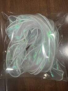 1pc Laser Gradient Iridescent Fish Tail Tulle Pleated Hair Bow Jellyfish Light Toy Cake Packaging Ribbon DIY Lace Decoration Accessory - A - View 9