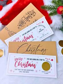 Personalized Christmas Scratch-Off Surprise Card With Envelope, Custom Name & Message Travel Reveal Card, Christmas Greeting Card,Holiday Gift Reveal,Secret Vacation Surprise,Family Couple Friend Gift,Thank You Cards For Business - Multicolor - View 8