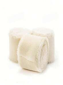 3Rolls/1Rolls Champagne Chiffon Ribbon,1.57"X16.4Yards Soft,Frayed Fabric For Gift Wrapping,Wedding Decor,Bouquets,And DIY Crafts,For Bouquets And Wedding,Gift Wrapping Ribbon|Holiday Ribbon|Soft Textured Ribbon,Gift Box Decorative Bow ﻿ - Multiple Styles - View 2