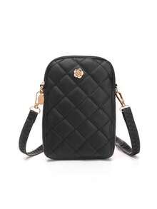 1pc Women's Vintage Rhombus Camellia Decor Phone Crossbody Bag, Minimalist Vertical Embroidered Mini Handbag For Daily Outings - M1937 - View 14