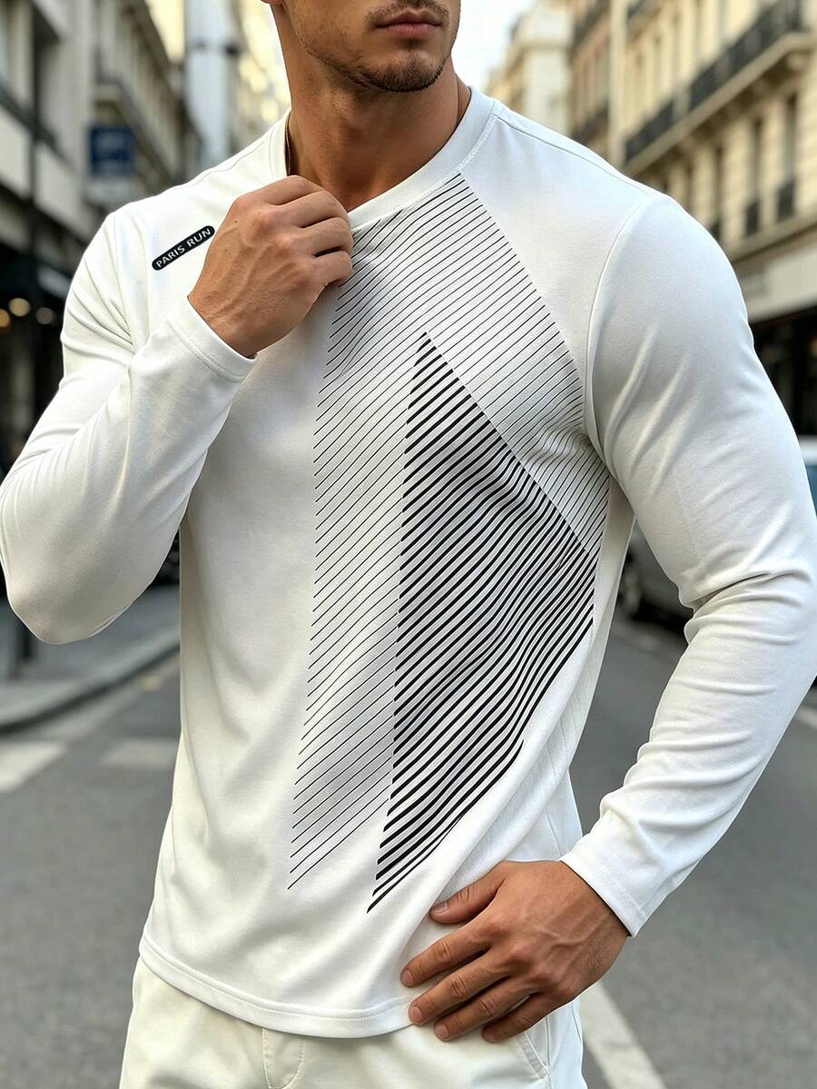 Men's Long Sleeve Sports Top For Fitness And Strength Training - White - View 1