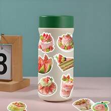 50Pcs Cute Guava Fruit Cake PVC Waterproof Stickers, Aesthetic Dessert Decals For Journal Water Bottle Decor - Multicolor - View 5