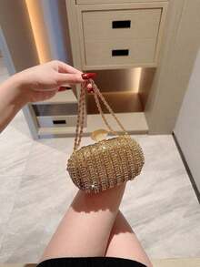 Dedoo Moonlit Eve Bag, New Luxury Crystal Embellished Clutch, Suitable For Parties And Events, European Style, Formal Evening Handbag, Fashion Accessory - Multicolor - View 3