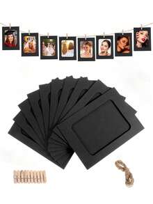10pcs/Set Paper Photo Frames, Cardboard Photo Frames DIY Clip-On Photo Display Banner, Paper Photo Banner, Suitable For Wedding, Birthday, Holiday Party, Home Decor, Home And Wall Decoration (Includes Clips And T-Shaped Stand) Room Decoration - A - View 12