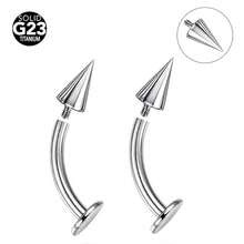2pcs G23 Titanium Alloy Pointed Lip Stud With Curved Bar Eyebrow Stud Devil Stud Body Piercing Jewelry, Suitable For Men Women Daily Wear - Silver - View 6