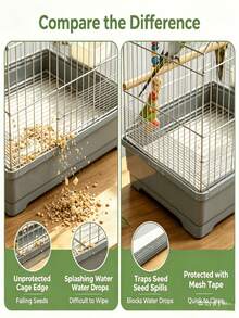 2 Rolls Self-Adhesive PP Bird Cage Mesh Patch, Parrot Cage Food Spill Prevention Strip, Cage Edge Food Protection Mesh, Parrot Anti-Splash Anti-Escape Protection Net, Customizable Size - View 8