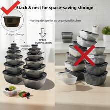 6pcs Fashion Kitchen Storage Food Container Set - Stackable Plastic Lunch/Snack Boxes | Suitable For Food Portioning And Meal Prep, Leak-Proof Seal, Microwave Containers, Ideal For Women | Office, School, Picnic, Kitchen Accessories - Multicolor - View 6