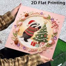 New Pearl Painting Christmas Theme Badger & Christmas Tree Pattern Design For Home Wall Decor Art, Inspiring Creativity And Passion, Thoughtful Christmas Holiday Gift For Creative Handmade Art Enthusiasts Diamond Painting Kit - Pearl Painting - View 2