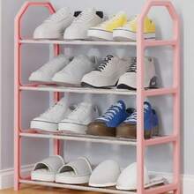 Neutral 4-Tier Multi-Function Shoe Rack, Multiple Colors Available, Plastic Frame With Metal Storage Layers, Aesthetic Durable And Space-Saving, Minimalist Style Shoe Rack, Suitable For Home Entryway And Bedroom - Multicolor - View 15
