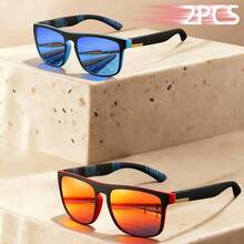 2PCS Fashion Classic Square Glasses Multi Color Combination Unisex Style, Suitable For Fishing, Travel, Vacation, And Summer Beach Use, Daily Wear - 2PCSF733-5 - View 2