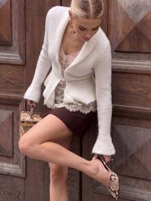Women's Autumn French Fashion Elegant Solid Color Sweater, Commute/Business - White - View 3