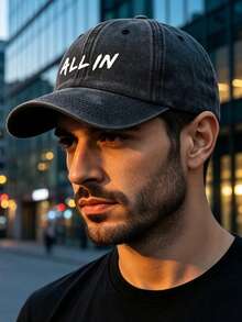 1pc Vintage Washed Baseball Cap Print ALL IN Letter Adjustable Breathable Casual Soft Curved Brim Sun Hat Dad Caps For Women Men Unisex Summer Spring - ALL IN - View 8