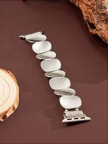 1pc Minimalist Elegant Sequin Bracelet Watch Band, Compatible With Apple Watch, Fashionable Women's Elastic Chain Wristband, Designed Specifically For Apple Watch - Silver - View 4