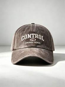 1pc Men Vintage Washed CONTROL Letter Embroidered Baseball Cap, Adjustable Distressed Snapback Hat, Casual Sun Hat For Street Travel Hiking - Multi-color - View 4
