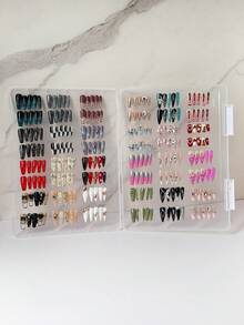 Double Buckle Large Capacity Fake Nail Storage Box Transparent Nail Art Storage Box - Dust-Proof, Portable Press-Type Nail And Accessory Storage Box Display Box Nail Salon Organizer - Multicolor - View 3