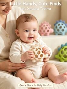 Đồ chơi gặm nướu hình khủng long, thiết kế rỗng dễ cầm nắm - Nhiều màu - Xem 3