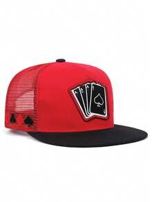 1pc Fashion Hip-Hop Style 4 Poker Cards A Embroidery Baseball Cap, Outdoor Adjustable Sun Hat, Daily Decorative Hat, Unisex Flat Brim Mesh Cap - 4 Aces - View 16
