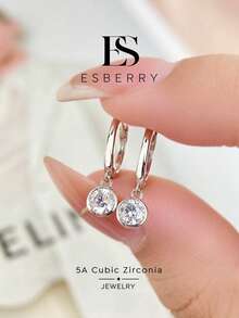 ESBERRY 1 Pair Fashionable Cubic Zirconia Teardrop Earrings, Exquisite Women's Jewelry, Suitable For Daily Wear - Earrings - View 2