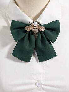 1pc French Delicate Rhinestone Pearl Bee Commute Academy Style Shirt Decorative Bow Tie - Multicolor - View 3