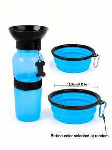 1pc Leak-Proof Dog Water Bottle And 350ML Folding Bowl - Portable Design For Pets, Perfect For Travel And Walks - Multicolor - View 8