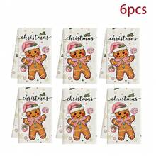 2/4/6pcs Christmas Kitchen Towels Gingerbread Man Pattern Napkins, Christmas Kitchen Towel Set - Multicolor - View 10
