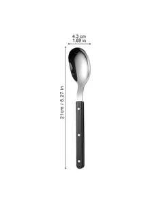 5pcs Stainless Steel Riveted Handle Knife Fork Spoon Dessert Spoon Fork Set Steak Knife Fork Heat-Resistant Handle Tableware Butter Knife - Silver - View 5