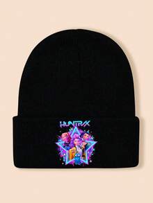KPop Demon Hunters 1pc Personalized Kids Knitted Hat, Cute Cartoon Anime Girl Pattern, Fashionable Soft Comfortable Breathable Baby Hat, Casual Versatile Autumn/Winter Warm Hat, Suitable For Daily Outings, Holiday Gift - Multicolor - View 16