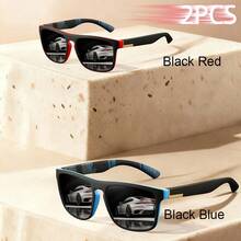 2PCS Fashion Classic Square Glasses Multi Color Combination Unisex Style, Suitable For Fishing, Travel, Vacation, And Summer Beach Use, Daily Wear - 2PCSF733-5 - View 17