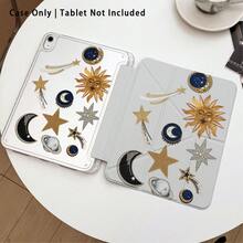1件平板電腦保護殼附支架，星星月亮太陽圖案，相容 Honor 8/9/10/X8/X8A/X9/X8Pro/X9Pro/MatePad SE 11吋/MatePad 11吋/11.5吋/MatePad Pro/Apple 10代/11代 2025 (A16) - 款式40 - 查看 2