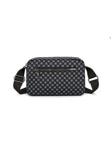 Men's Retro Print Crossbody Bag Simple Casual Daily Commute Shoulder Bag Compact Handbag - Black - View 3