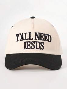 1pc Women's "You All Need Jesus" Trucker Hat, Personalized Letter Embroidery Baseball Cap, Street Fashion Five-Panel Hat, Outdoor Sun Protection Casual Hat, Suitable For Spring And Autumn Travel, Beach Vacation Wear. - Multicolor - View 2