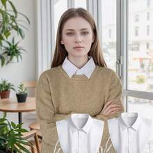 Striped Detachable Shirt Collar, Half Shirt With Button-Up Collar, Suitable For Daily Wear, Graduation Ceremony, Halloween Costume Accessory - Multicolor - View 5