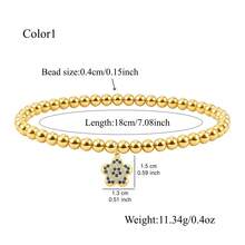 1pc New Classic Colorful Flowers Pendant Golden Beaded Bracelet For Women - flower - View 2