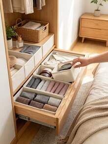 Foldable Fabric Storage Box, Wardrobe Organizer Drawer Divider, Suitable For Clothes, Underwear, Bras, Socks, Space-Saving Home Decor, Dorm Essentials, Pink Storage Bin Container, Household Must-Have - View 4