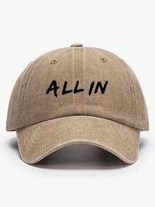 1pc Vintage Washed Baseball Cap Print ALL IN Letter Adjustable Breathable Casual Soft Curved Brim Sun Hat Dad Caps For Women Men Unisex Summer Spring - ALL IN - View 6