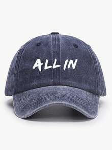 1pc Vintage Washed Baseball Cap Print ALL IN Letter Adjustable Breathable Casual Soft Curved Brim Sun Hat Dad Caps For Women Men Unisex Summer Spring - ALL IN - View 11