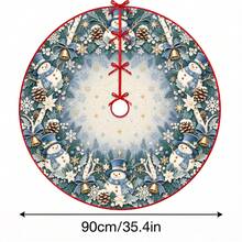 1pc Blue Snowman Pattern Christmas Tree Skirt, Elegant Color Holiday Decor, 5 Sizes, Unisex Holiday Gift, Suitable For Home And Party Christmas Home Decoration - Blues Snowman - View 14