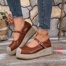 Women's Hemp Rope Woven Thick Sole Closed Toe Shoes With Buckle One-Strap Versatile Casual Shoes - Ginger - View 7