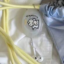 Cute Cartoon Angel Mini PVC Earphone Storage Pouch, Portable Oval Coin Purse Charm, Small Gift For Earphones - Clear - View 5