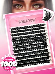 Miss Wink 216 Clusters 100D Ultra Dense D Curl Natural Lash Extensions 8-16mm Mix Assorted Pack 3D Portable Handmade Easy DIY Customizable Wear Suitable For Outings Parties Events Daily Use & Perfect Gift For Women Or Girls & Light Makeup Heavy Makeup Daily Wear - D - View 1