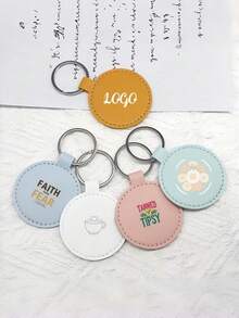 1pc Customized Leather Keychain - Round Keyring For Men & Women, Perfect For Holiday Gifts And Party Favors, Independence Day Halloween Gift - Multicolor - View 7