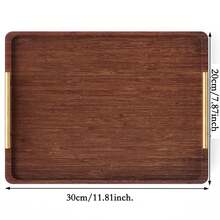 2D Flat Bamboo Tray Solid Wood Rectangular Tray Premium Home Use Cup Tea Tray Wooden Bread Holder No Electricity Required - Coffee Brown - View 8