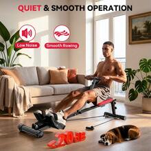 GartistGo Folding Hydraulic Rowing Machine With LCD Monitor, 12 Resistance Levels, Extra-Long Rail, 150KG Capacity, Low-Impact Full-Body Workout - Black and Red - View 7