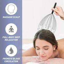 1/3pcs Manual Head Massager (No Battery Required), 12-Finger Massage Tool, Stainless Steel Telescopic Handle Back Scratcher, Relievesiness Without Assistance, Neck And Back Massager, Small Gift For Friends - Multicolor - View 7