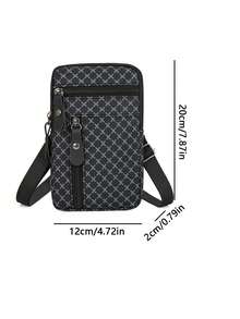 Vintage Floral Multifunctional Waist Bag For Men's Outdoor Cycling, Portable Mobile Phone Bag, Multi-Layer Zipper Storage, Lightweight Crossbody Bag - Black - View 6