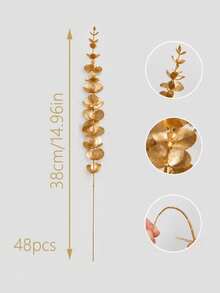 Gold Eucalyptus Artificial Flowers - Realistic Artificial Eucalyptus Leaves Perfect For Christmas, Wedding, Valentine's Day Decor And Home Decor (Pot Not Included) - Gold - View 12