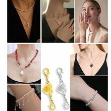 Fashion Alloy Magnetic Clasp Converter, Heart-Shaped Lobster Claw Design, Suitable For Necklaces And Bracelets, Gold And Silver, Charming Jewelry Clasp, Accessory Connector - Heart With Stars - View 5