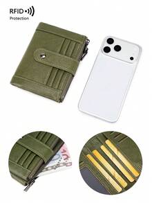 CHARM INFINITE New RFID Anti-Theft Women's Short Wallet, Soft Leather Dual Zipper Clasp Coin Purse, Back Pocket, Multi-Function Multi-Card Slot Travel Small Wallet, Can Hold Credit Cards, Banknotes, Coins, Photos, Phone Cards, Etc., Card Holder Women's Wallet All-In-One Essential For Travel - Multicolor - View 10