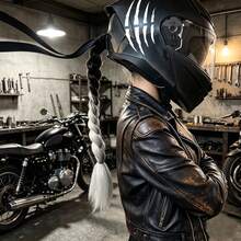 Wig Braid For Helmet Decoration,Helmet Braids With Monster Claw Reflective Scratch Stripe Vinyl Sticker And Detachable Bow Ribbon,Motorcycle Helmet Wig Braid, Many Colors Bicycle Helmet Braids Hair Tails (Helmet Not Included) - Multicolor - View 7