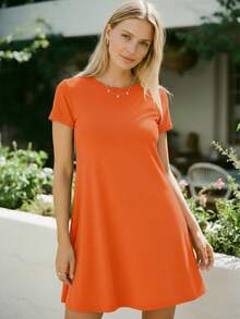Women Short Dresses - Orange - View 1